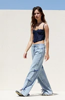 PacSun Light Indigo Bow Low Rise Baggy Jeans