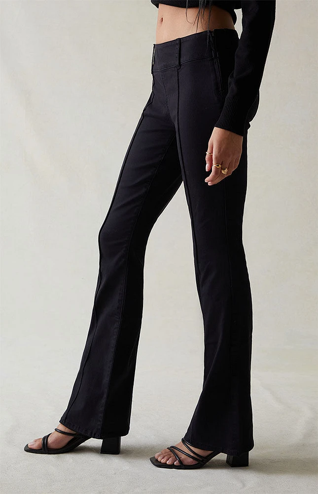 Stretch Black Low Rise Flare Pants