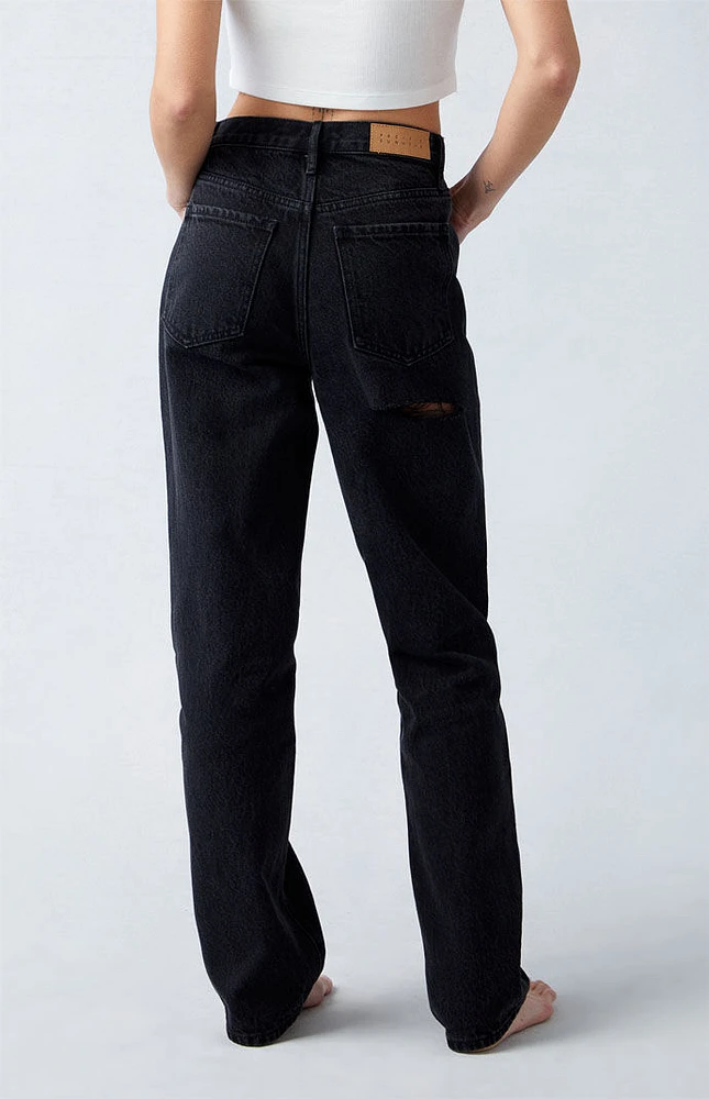 PacSun Eco Black Butt Slit Dad Jeans