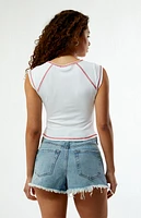True Religion Contrast Stitch Ribbed Notched T-Shirt