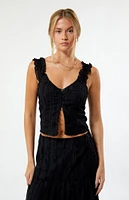 Daisy Street Shirred Strap Lace Top