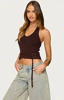 Edikted Kez Belted Knit Halter Top