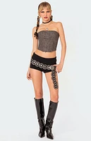 Edikted Christa Washed Faux Leather Corset