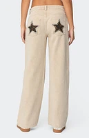 Edikted Leopard Star Low Rise Washed Jeans