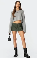 Edikted Faux Leather Cargo Micro Skort