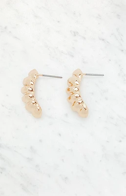 LA Hearts Ribbed Half Hoop Earrings