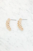 LA Hearts Ribbed Half Hoop Earrings