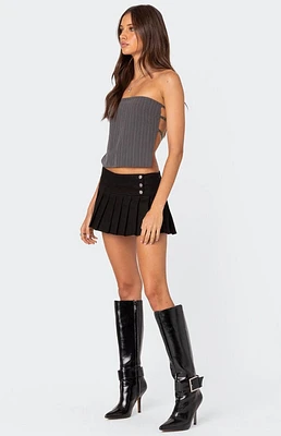 Edikted Pinstripe Open Back Strapless Top