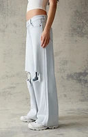 Pacsun Eco Light Blue Ripped Low Rise Baggy Jeans