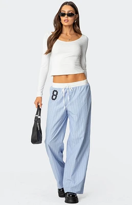 Edikted Erez Contrast Waist Striped Pants