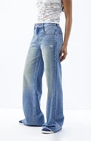 Pacsun Lena Medium Indigo Ripped Low Rise Super Baggy Jeans