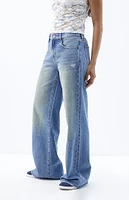 PacSun Lena Medium Indigo Ripped Low Rise Super Baggy Jeans