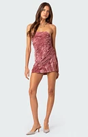 Edikted Crushed Velvet Drawstring Mini Dress