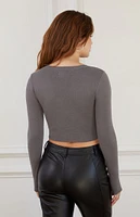 LA Hearts Mirah Long Sleeve Cropped Sweater