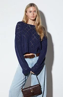 LA Hearts Isla Open Knit Cropped Sweater