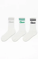 PacSun 3 Pack Script Varsity Stripe Crew Socks