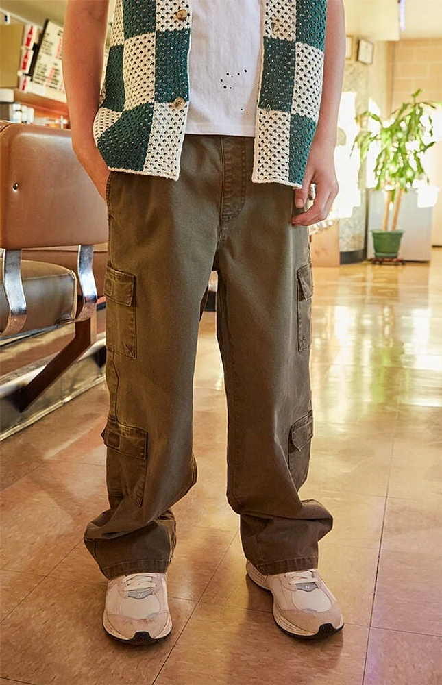 Pacsun Kids Stretch Olive E-Waist Porter Baggy Cargo Pants