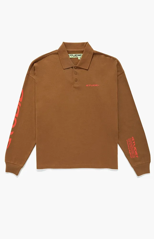 Studio by Supervsn Chocolate Long Sleeve Polo T-Shirt