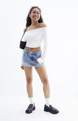 PacSun Light Indigo Low Rise Denim Mini Skirt