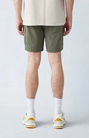 Olive Nylon Cargo Shorts