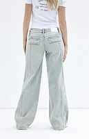Pacsun Casey Light Indigo Low Rise Baggy Cargo Jeans