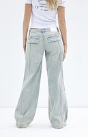 PacSun Casey Light Indigo Low Rise Baggy Cargo Jeans