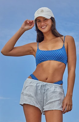 Pacsun Blue Floral California Tank Bikini Top