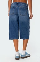 Edikted Xtra Long Low Rise Denim Bermuda Shorts