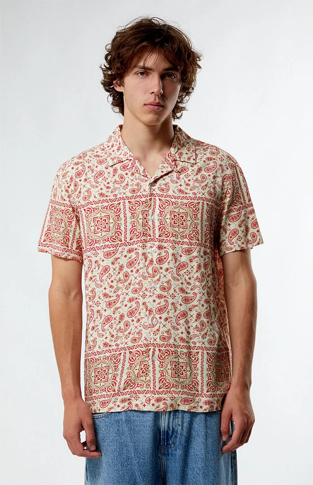 PacSun Red Paisley Camp Shirt