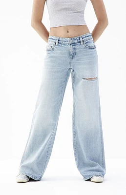 PacSun Casey Light Indigo Ripped Low Rise Baggy Jeans