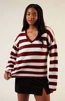 LA Hearts Striped V-Neck Sweater