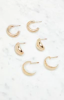 LA Hearts 3 Pack Wide Hoop Earrings