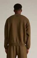 Fear of God Essentials Olive Fleece Crew Neck Sweatshirt