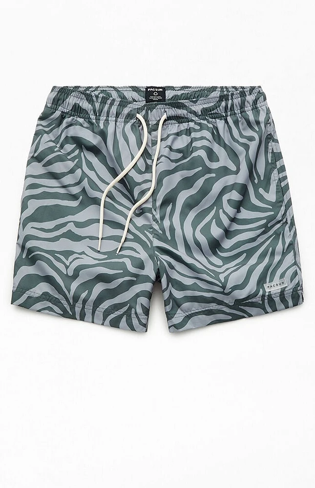 PacSun Army Zebra AOP 4.5" Swim Trunks