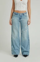 PacSun Casey Indigo Ripped Low Rise Baggy Jeans