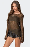 Edikted Asymmetric Open Knit Top