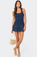 Edikted Scrunchy Ruffled Eyelet Mini Dress