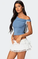 Edikted Lace Bow Asymmetric Top