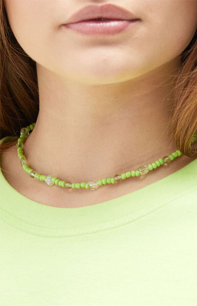 Green Heart Beaded Choker Necklace