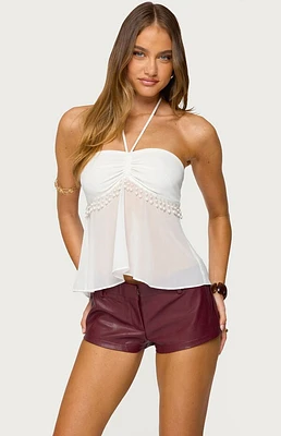 Edikted Sheer Chiffon Babydoll Halter Top