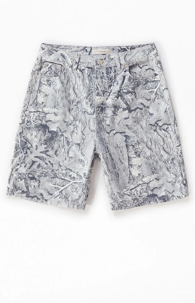 Pacsun Backwoods Light Camo Tree Denim Baggy Shorts