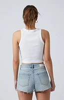 PacSun Light Indigo Ripped High Waisted Denim Festival Shorts