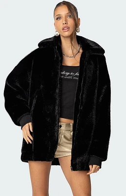 Edikted Taylor Oversized Faux Fur Jacket