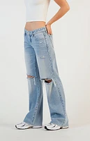 PacSun Zoe Light Indigo Ripped Low Rise Girlfriend Jeans