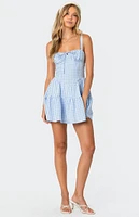 Edikted Basil Cupped Gingham Mini Dress