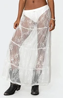 Edikted Tiered Sheer Lace Maxi Skirt