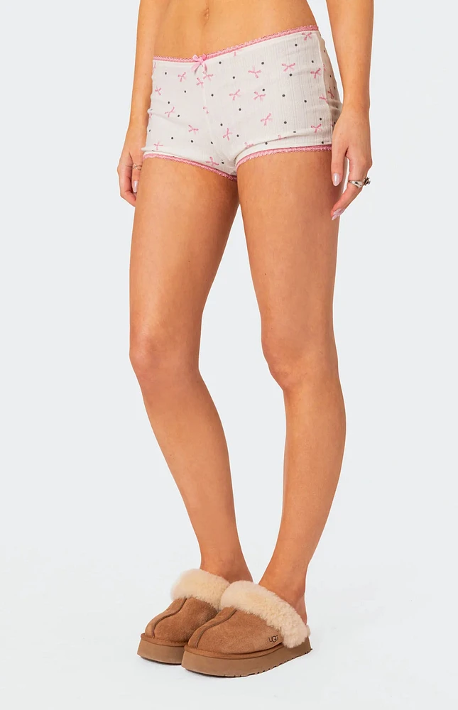 Edikted Shelly Pointelle Printed Micro Shorts