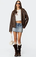 Edikted Oversized Washed Faux Leather Jacket