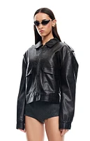 LIONESS Faux Leather Eighties Bomber Jacket