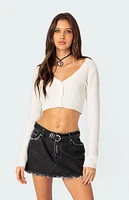 V Neck Cropped Cardigan